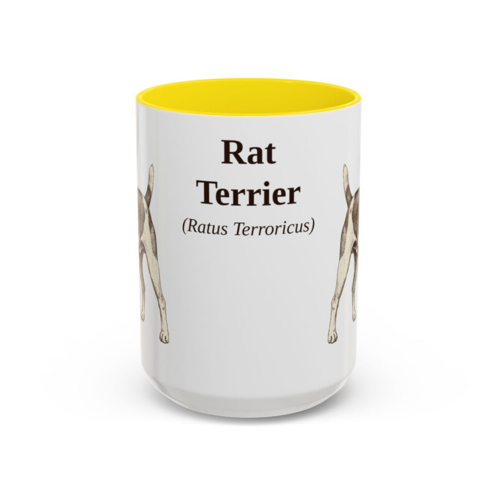 15oz-rat-terrier-mug-latin-yellow 15oz Rat Terrier Latin Mug, Yellow, front view