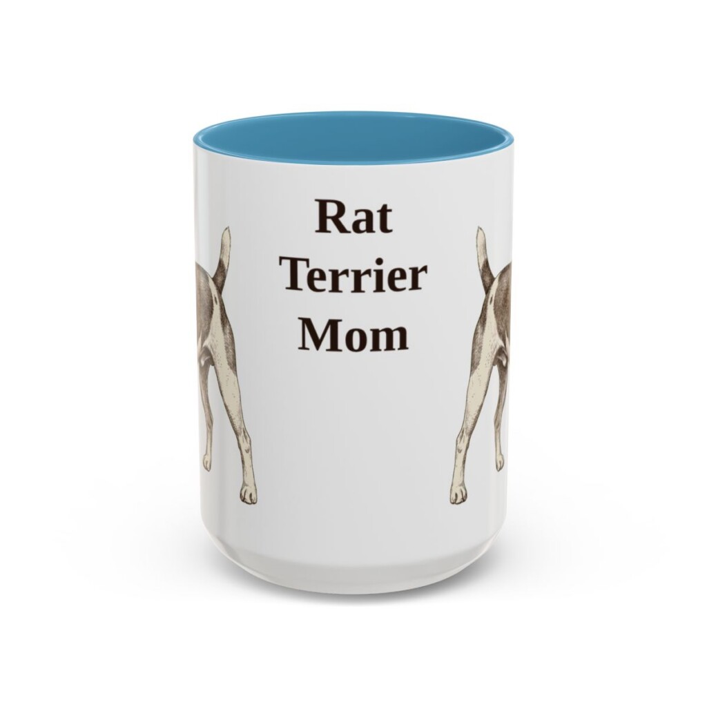 15oz Rat Terrier Dog Mom Mug, Light Blue, front view