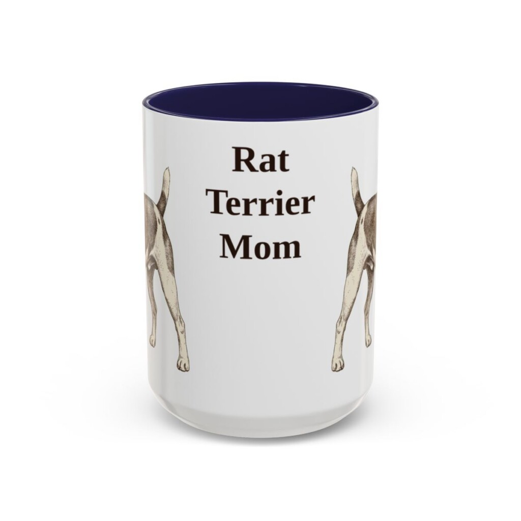 15oz Rat Terrier Dog Mom Mug, Navy, front view