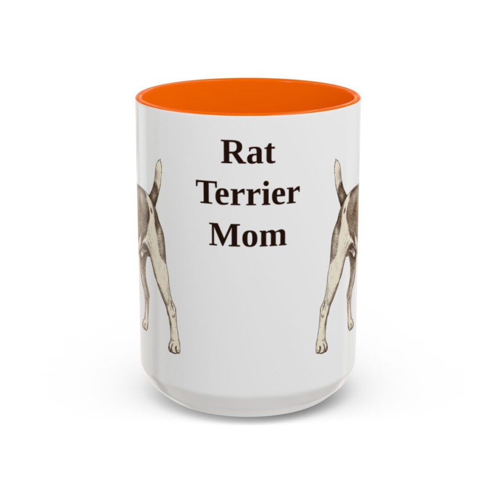 15oz Rat Terrier Dog Mom Mug, Orange, front view