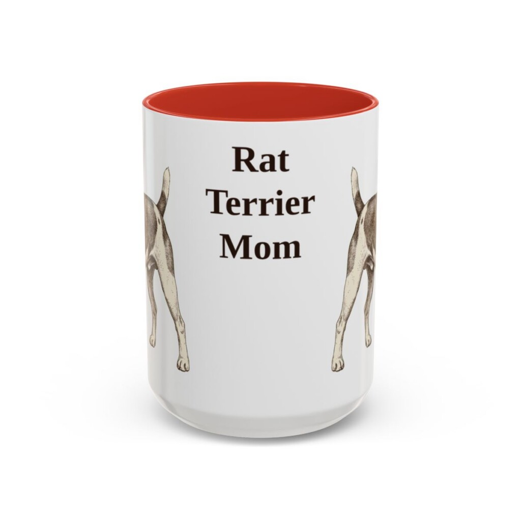 15oz Rat Terrier Dog Mom Mug, Red, front view