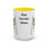 15oz Rat Terrier Dog Mom Mug, Yellow, front view