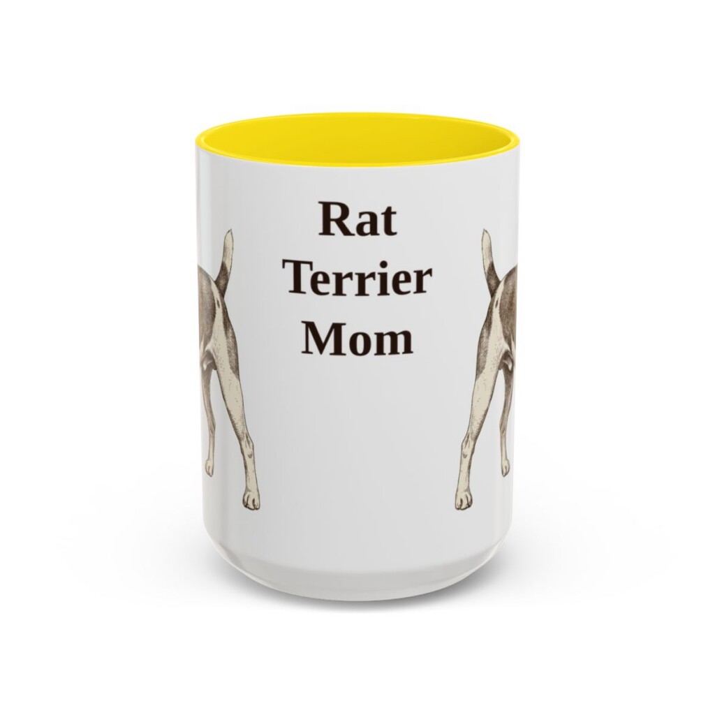15oz Rat Terrier Dog Mom Mug, Yellow, front view