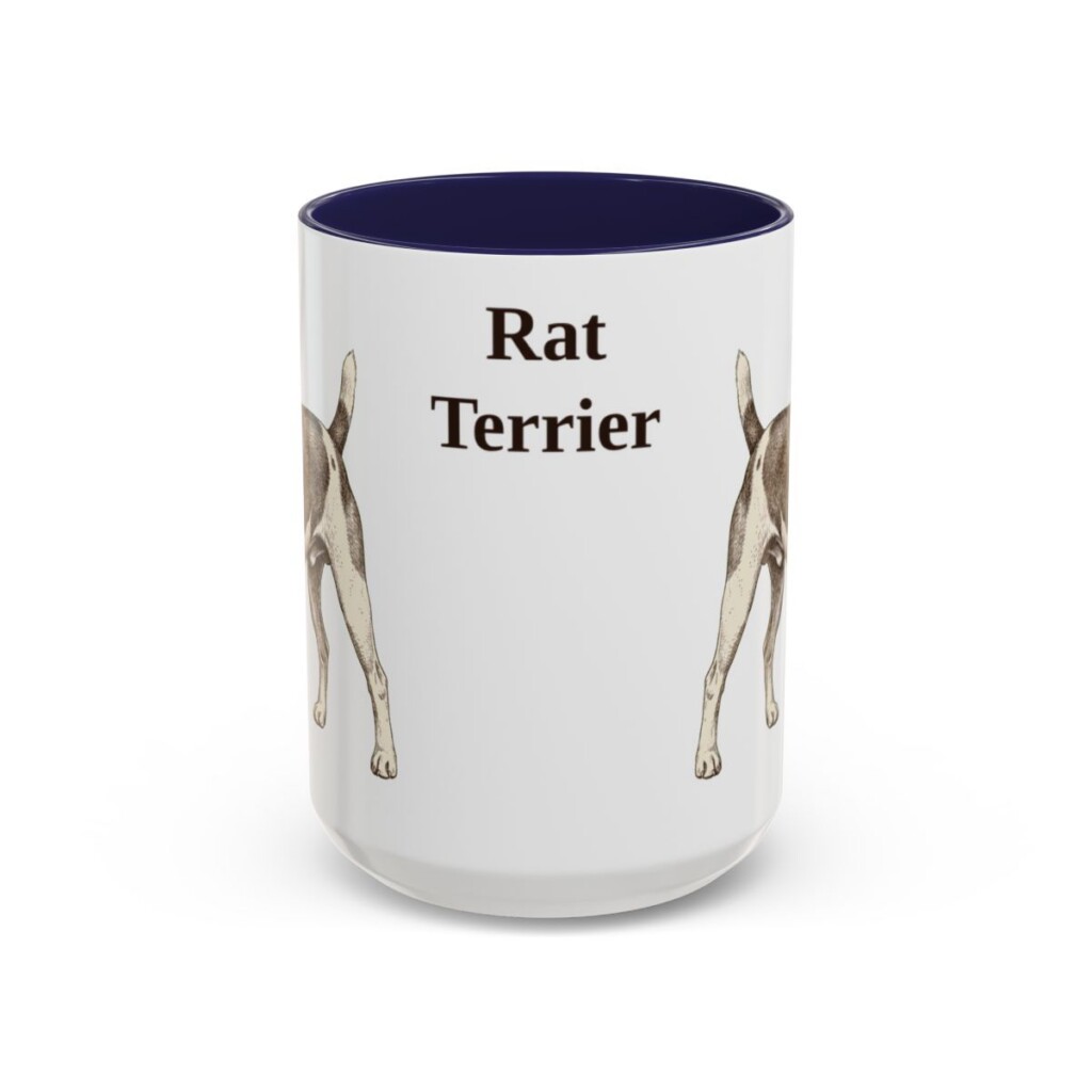 15oz Rat Terrier Mug, Navy, front view