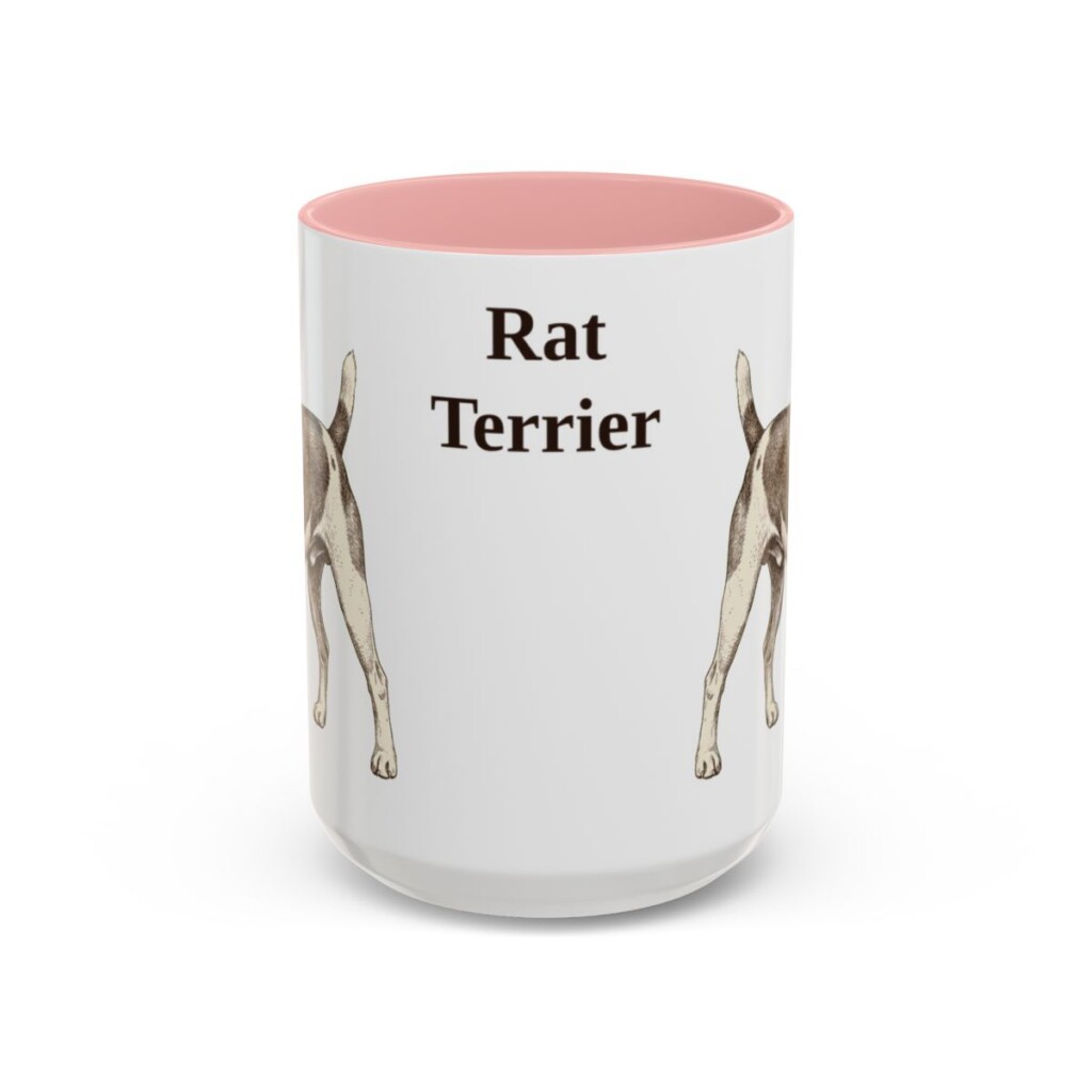15oz Rat Terrier Mug, Pink, front view