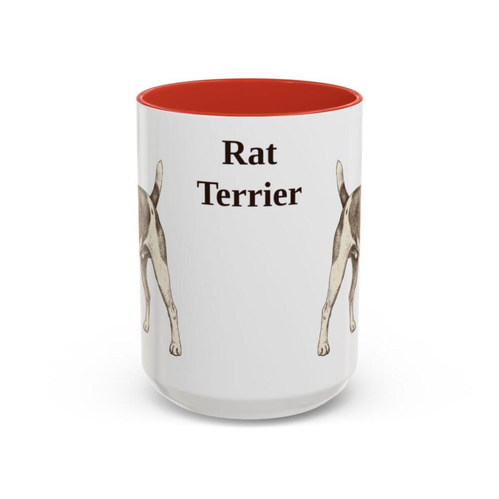 15oz Rat Terrier Mug, Red, front view