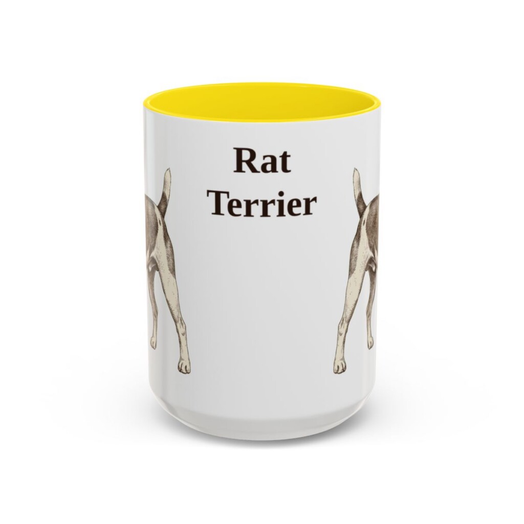 15oz Rat Terrier Mug, Yellow, front view
