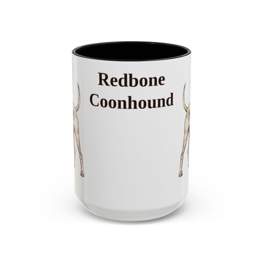 15oz Redbone Coonhound Mug, Black, front view