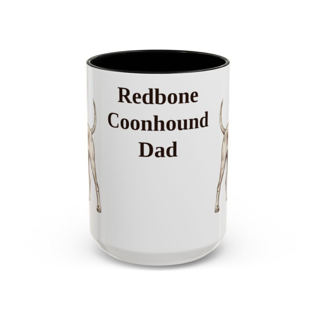 15oz Redbone Coonhound Dog Dad Mug, Black, front view