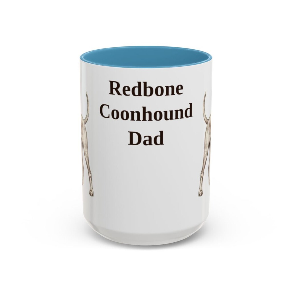 15oz Redbone Coonhound Dog Dad Mug, Light Blue, front view