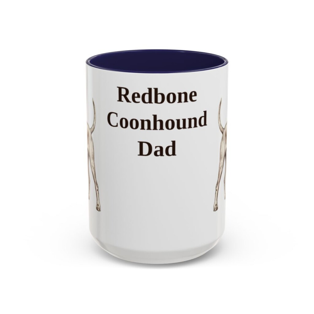 15oz Redbone Coonhound Dog Dad Mug, Navy, front view