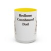 15oz Redbone Coonhound Dog Dad Mug, Yellow, front view