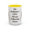 15oz Funny Redbone Coonhound Mug, Yellow, front view