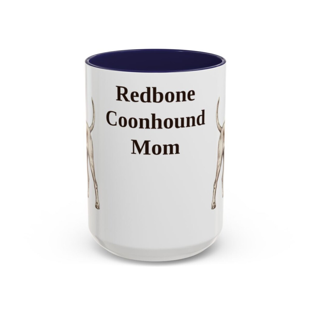 15oz Redbone Coonhound Dog Mom Mug, Navy, front view