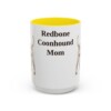 15oz Redbone Coonhound Dog Mom Mug, Yellow, front view