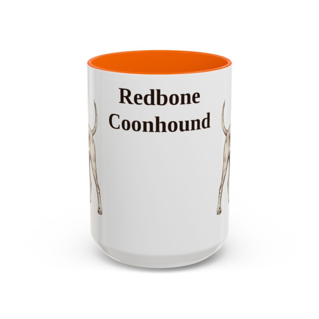15oz Redbone Coonhound Mug, Orange, front view