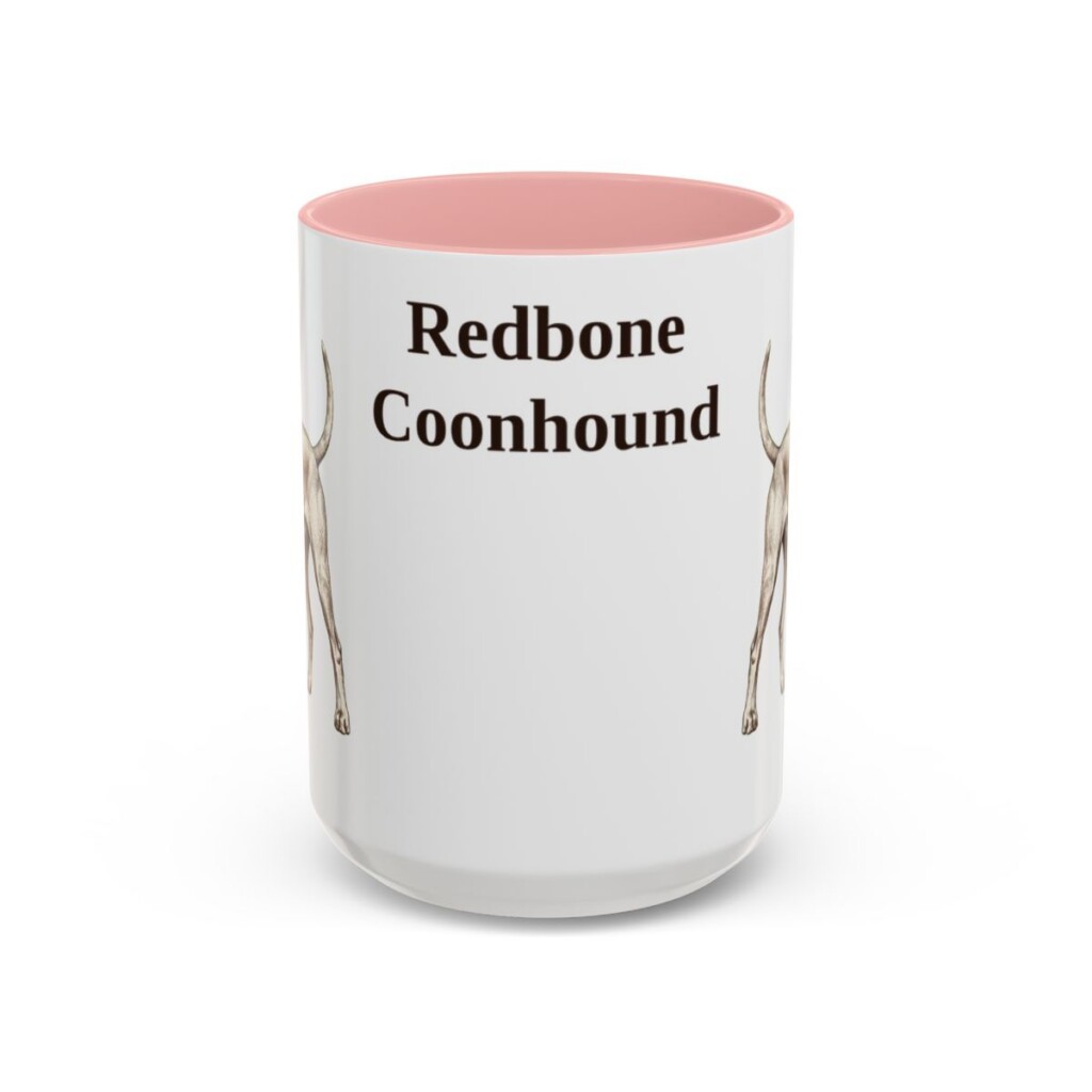 15oz Redbone Coonhound Mug, Pink, front view