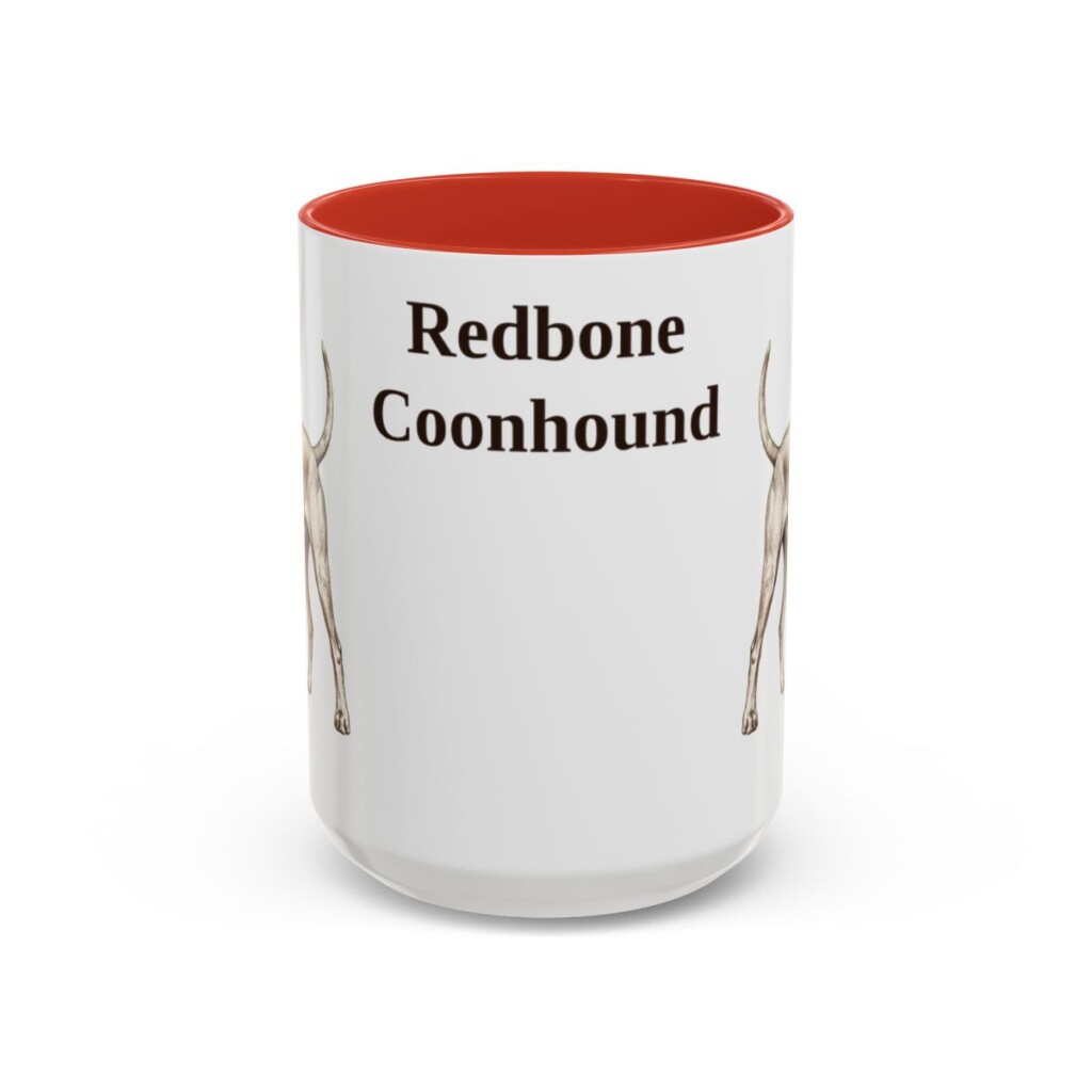 15oz Redbone Coonhound Mug, Red, front view