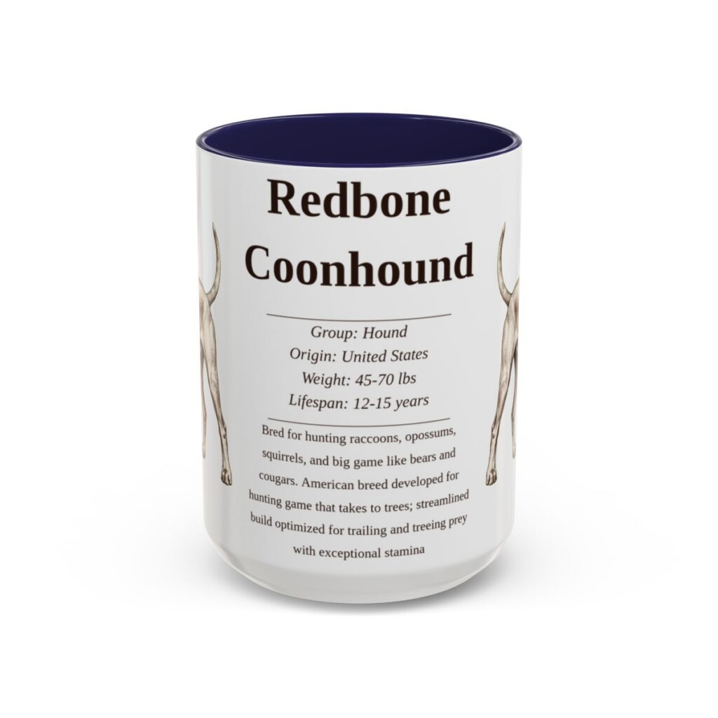 15oz Redbone Coonhound Mug, Navy, front view