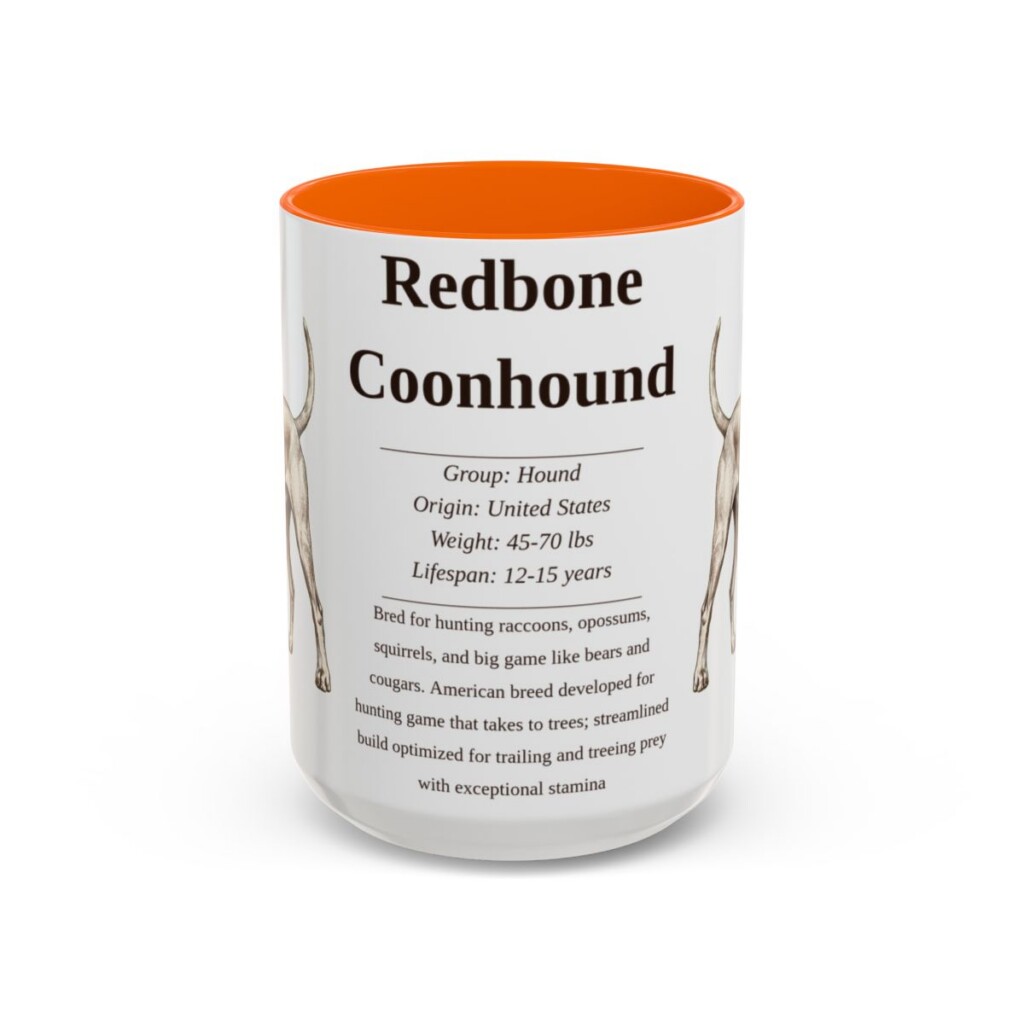 15oz Redbone Coonhound Mug, Orange, front view