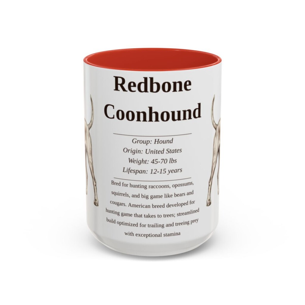 15oz Redbone Coonhound Mug, Red, front view