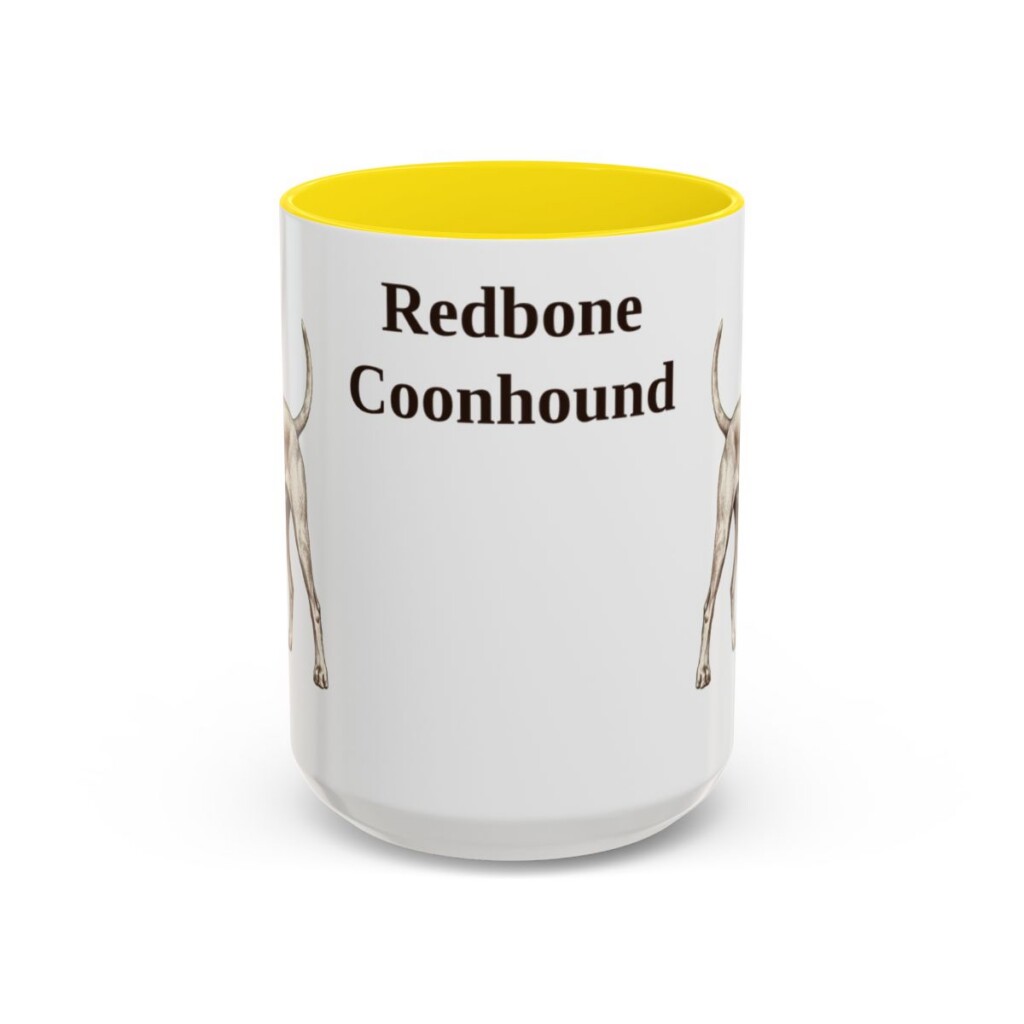 15oz Redbone Coonhound Mug, Yellow, front view