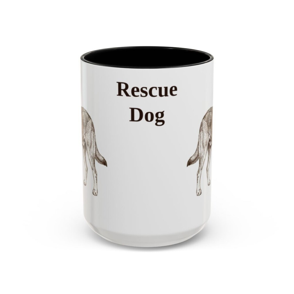 15oz-rescue-dog-mug-black-front 15oz Rescue Dog Mug, Black, front view