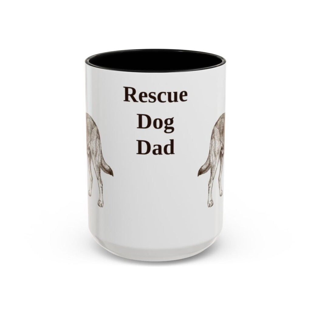 15oz Rescue Dog Dog Dad Mug, Black, front view