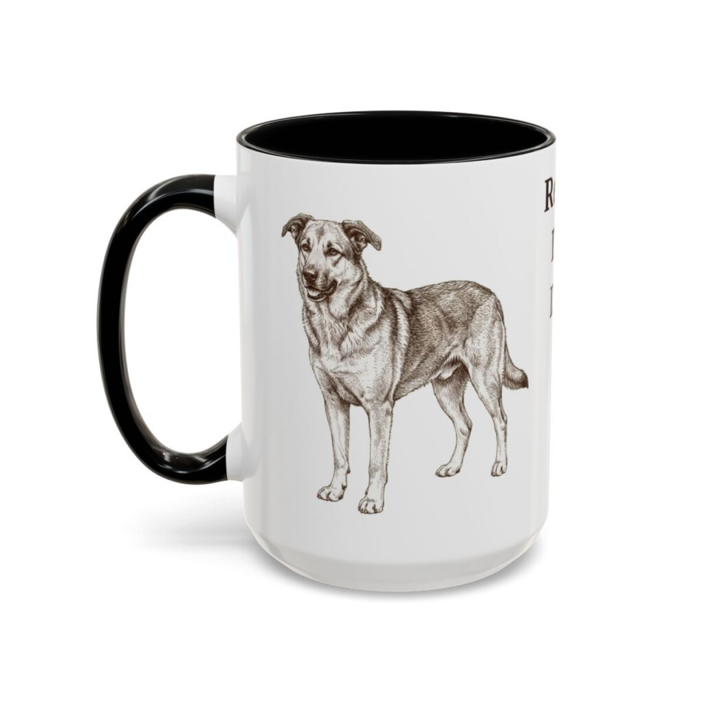 15oz Rescue Dog Dog Dad Mug, Black, left side view