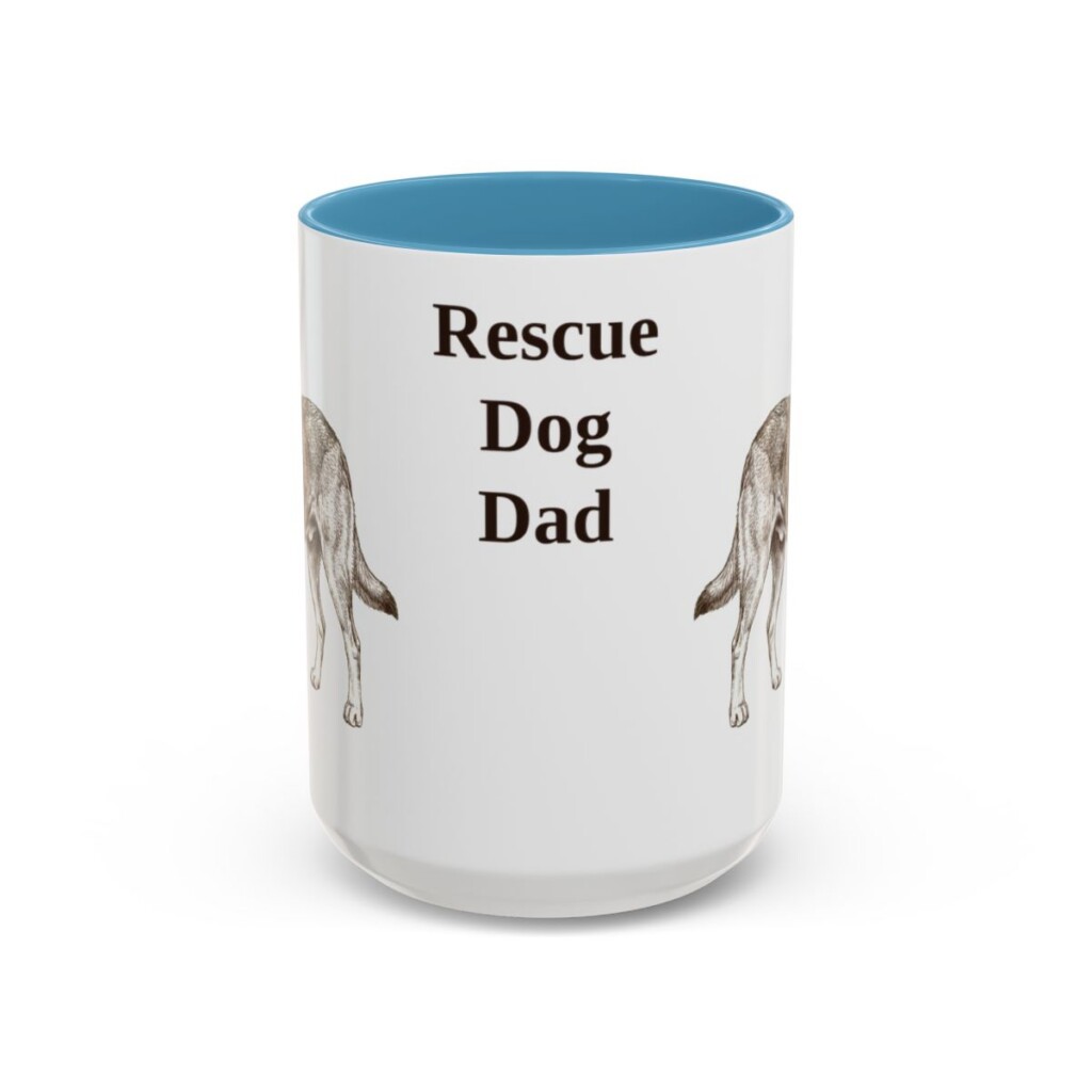15oz Rescue Dog Dog Dad Mug, Light Blue, front view