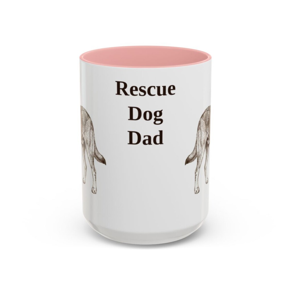 15oz Rescue Dog Dog Dad Mug, Pink, front view