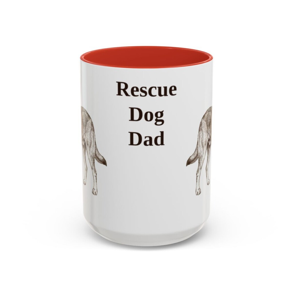 15oz Rescue Dog Dog Dad Mug, Red, front view