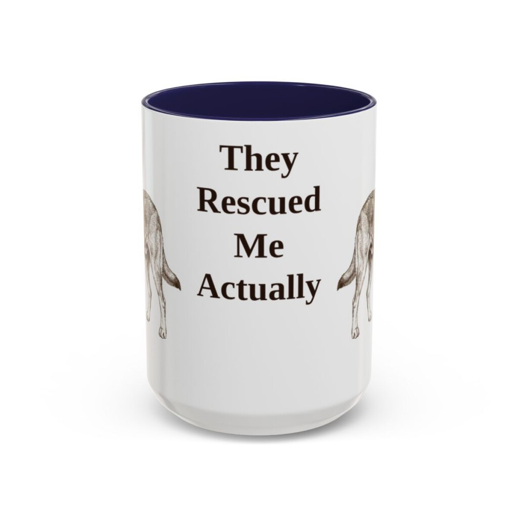 15oz-rescue-dog-mug-humor-navy 15oz Funny Rescue Dog Mug, Navy, front view