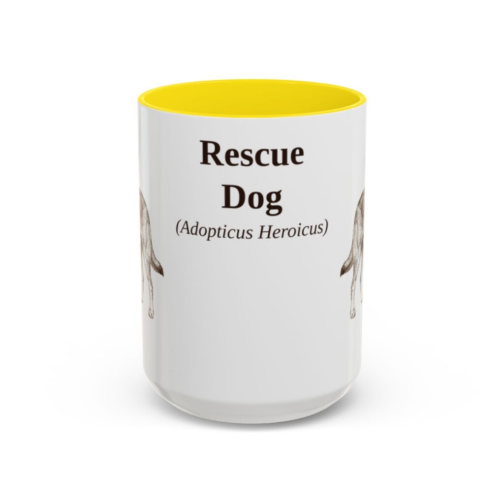 15oz-rescue-dog-mug-latin-yellow 15oz Rescue Dog Latin Mug, Yellow, front view