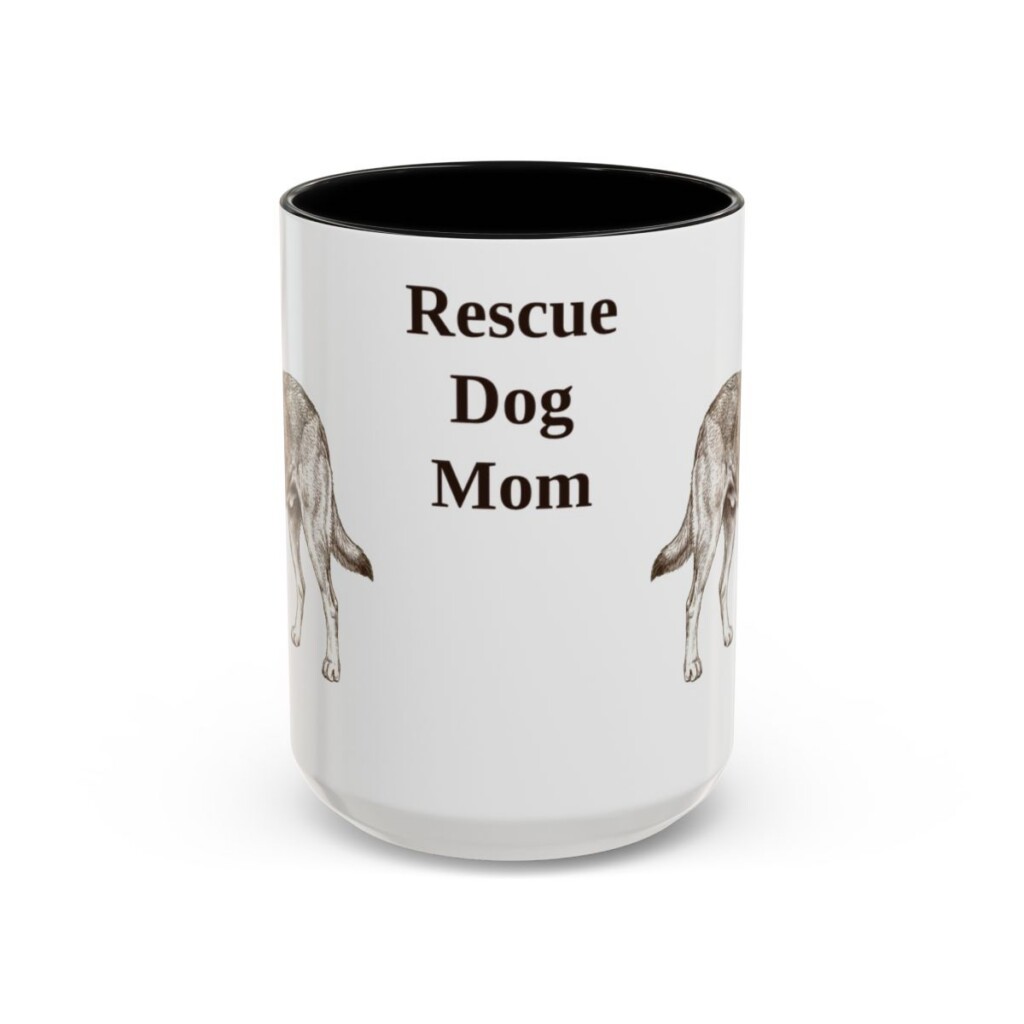 15oz Rescue Dog Dog Mom Mug, Black, front view
