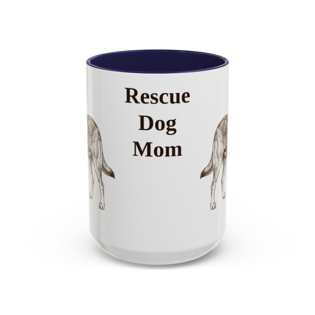 15oz Rescue Dog Dog Mom Mug, Navy, front view