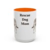 15oz Rescue Dog Dog Mom Mug, Orange, front view
