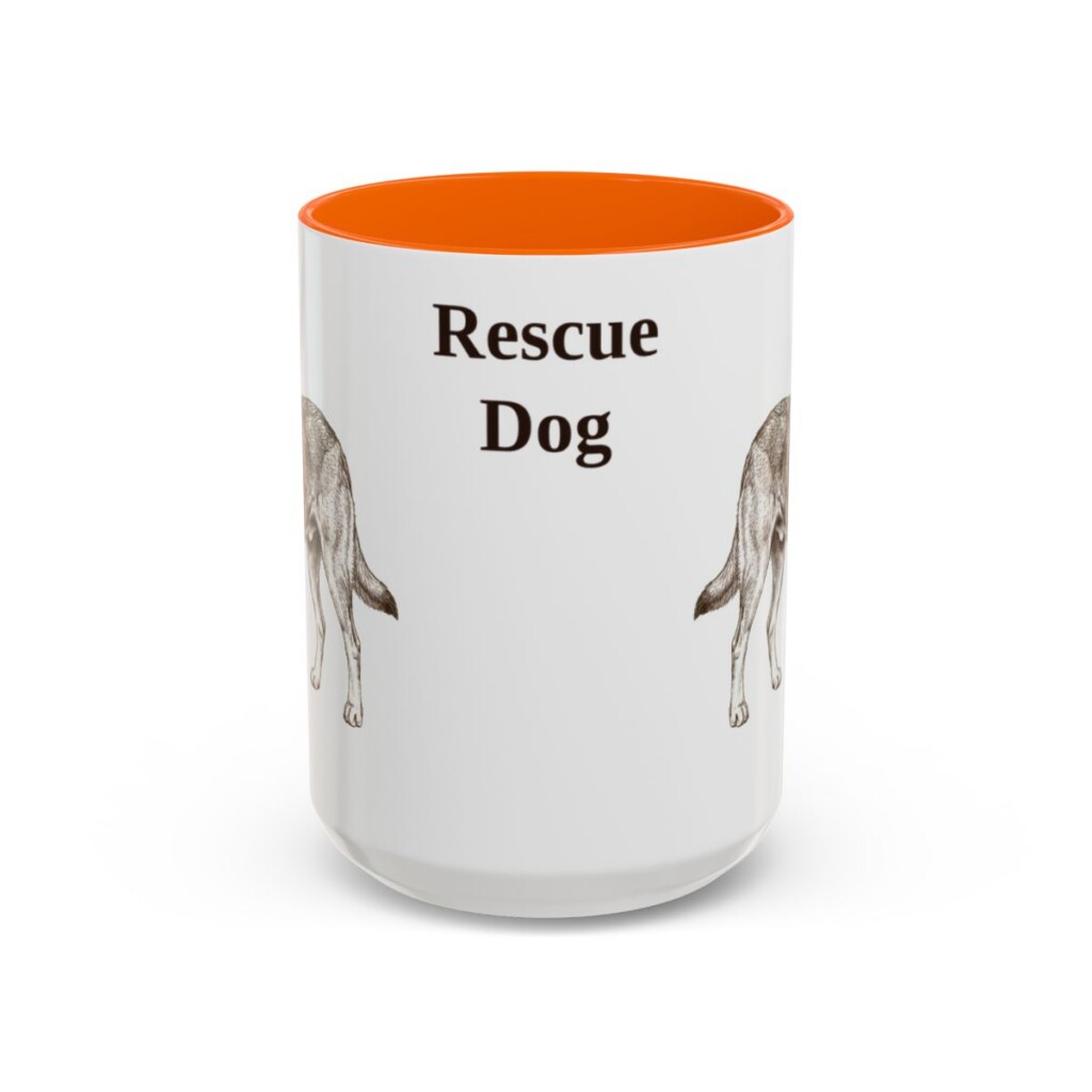 15oz-rescue-dog-mug-orange 15oz Rescue Dog Mug, Orange, front view