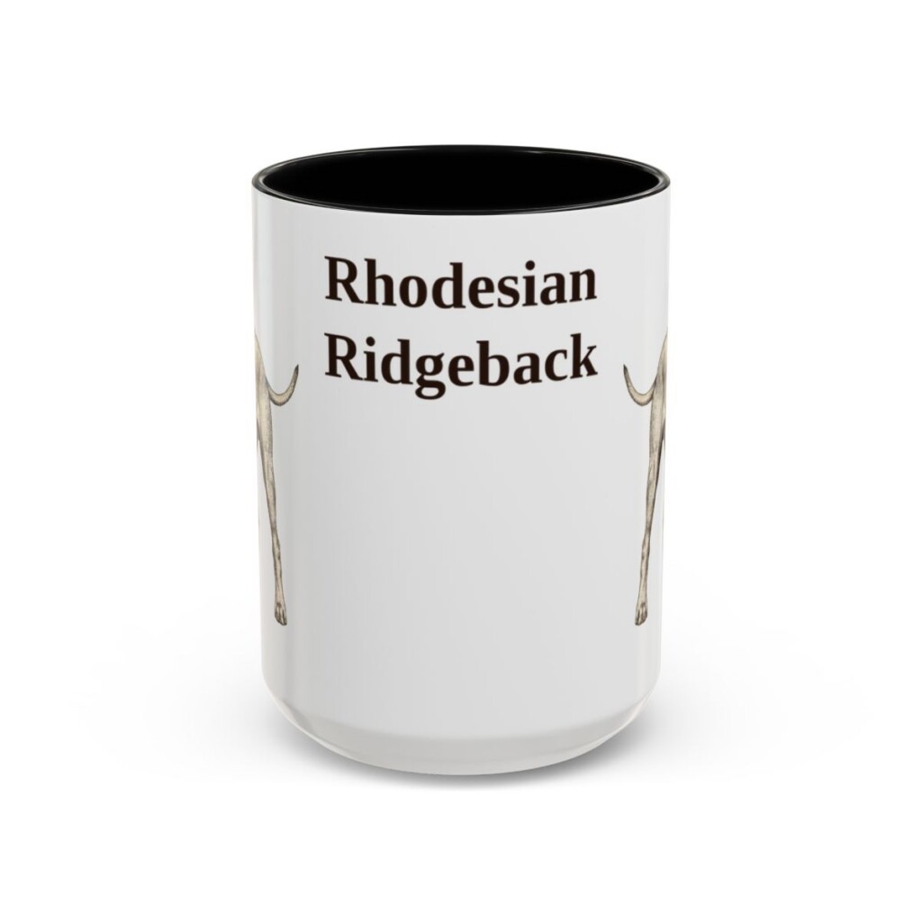 15oz Rhodesian Ridgeback Mug, Black, front view