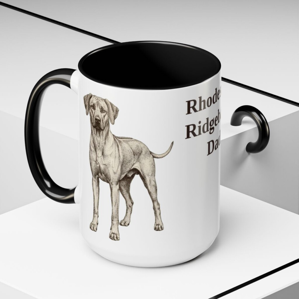 15oz Rhodesian Ridgeback Dog Dad Mug, Black, lifestyle photo