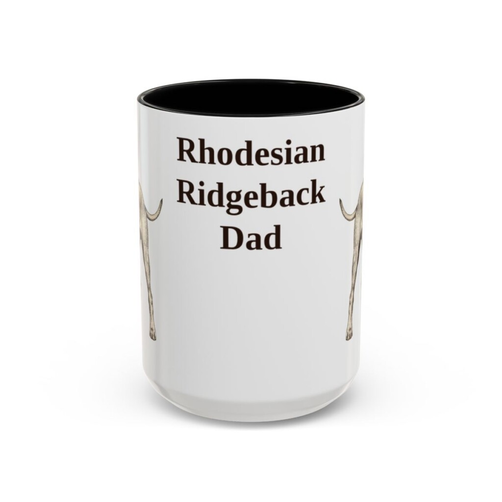 15oz Rhodesian Ridgeback Dog Dad Mug, Black, front view