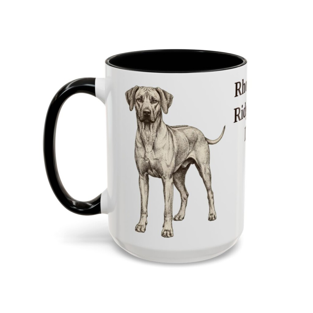 15oz Rhodesian Ridgeback Dog Dad Mug, Black, left side view