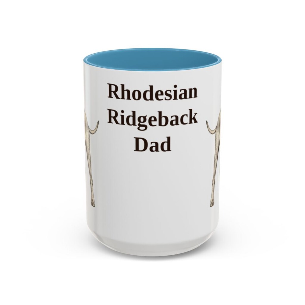 15oz Rhodesian Ridgeback Dog Dad Mug, Light Blue, front view