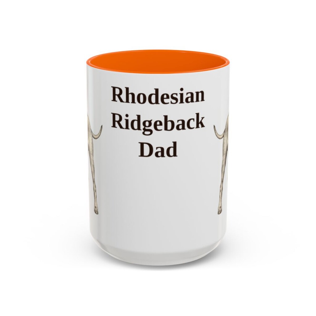 15oz Rhodesian Ridgeback Dog Dad Mug, Orange, front view