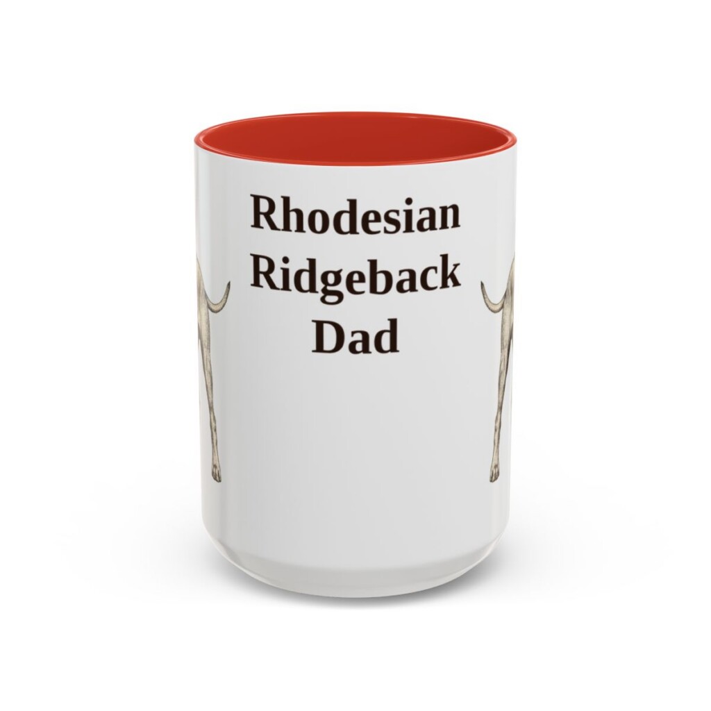 15oz Rhodesian Ridgeback Dog Dad Mug, Red, front view