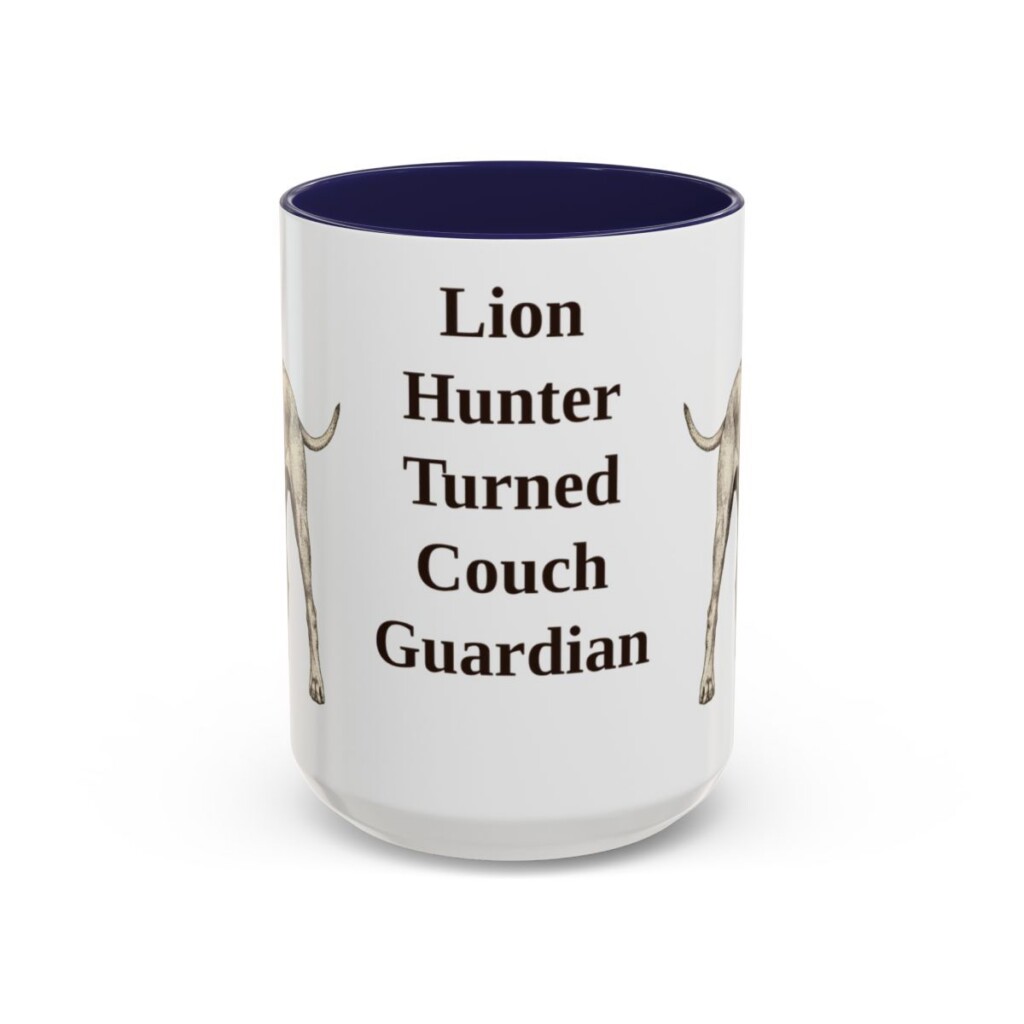 15oz Funny Rhodesian Ridgeback Mug, Navy, front view