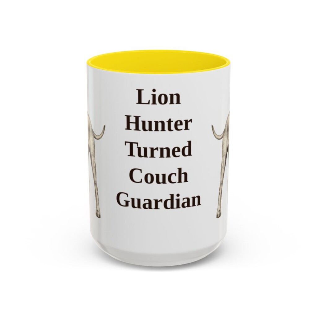 15oz Funny Rhodesian Ridgeback Mug, Yellow, front view