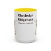 15oz Rhodesian Ridgeback Latin Mug, Yellow, front view