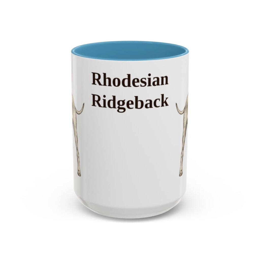 15oz Rhodesian Ridgeback Mug, Light Blue, front view