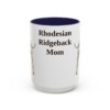 15oz Rhodesian Ridgeback Dog Mom Mug, Navy, front view